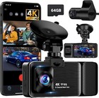 3 Channel 4K Dash Cam Front Rear and Inside, 5G WiFi Night Vision 3" screen 64gb
