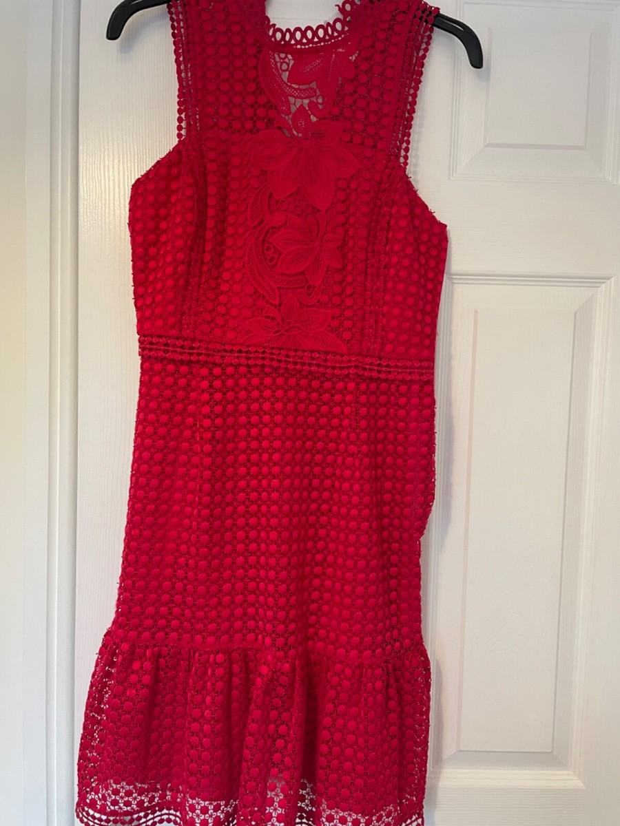 Ruffled Dress Whistles Red Lace Dress Whistles Red Lace Dress, Size 8, Excellent Condition UK Ruffled Dress Whistles Red Lace Dress Whistles Red Lace Dress, Size 8, Excellent Condition UK