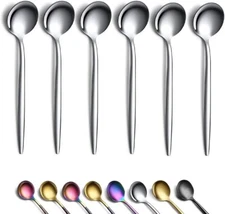 Coffee Spoons Set of 6,  Stainless Steel 5.1" Demitasse Spoons, Tiny Espresso Sp