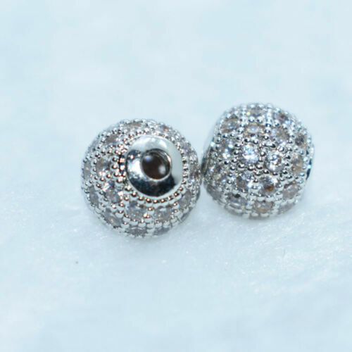 10 Stück Zirkon Edelsteine Pflastern Runde Kugel Armband Stecker Charm Perlen - Picture 7 of 9