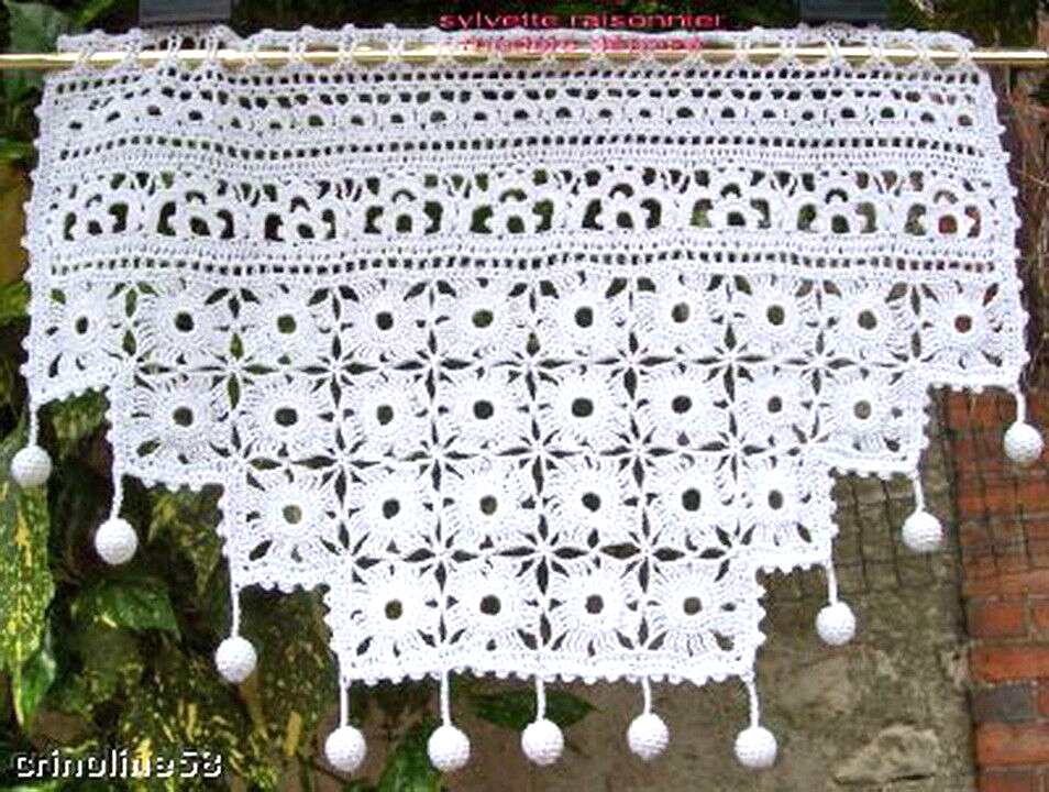 RIDEAU CROCHET MAIN Artisanat Francais Sur Mesure Raisins EUR 85,00 - FR