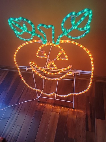 Grinning Pumpkin Rope Light Silhouette Vtg Jack O Lantern Halloween 24" - Picture 3 of 17
