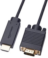 Amazon Basics HDMI (Source) to VGA (Display) Cable (NOT Bidirectional), Gold-Pla