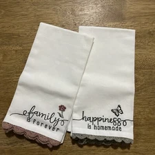 Kay Dee Design Kitchen Towel Embroidery Crochet 20”x20” 100% Cotton 2 Pcs