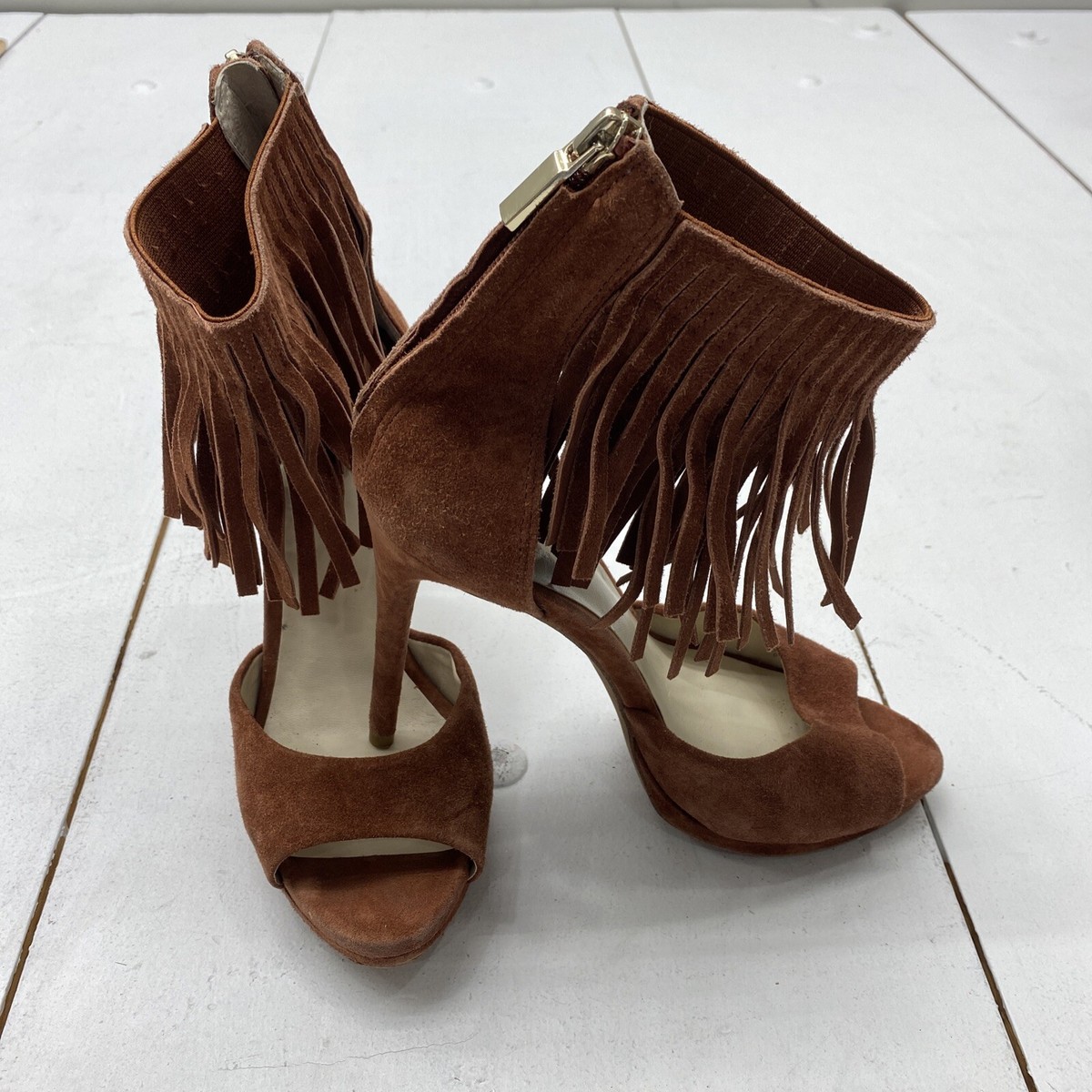 Kenneth Cole Geneva Brown Suede Tassel Heels Women's Size 6* | eBay