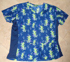 Floral Print Scrub Uniform Top with Stretch Sides Ladies Xl Extra Large