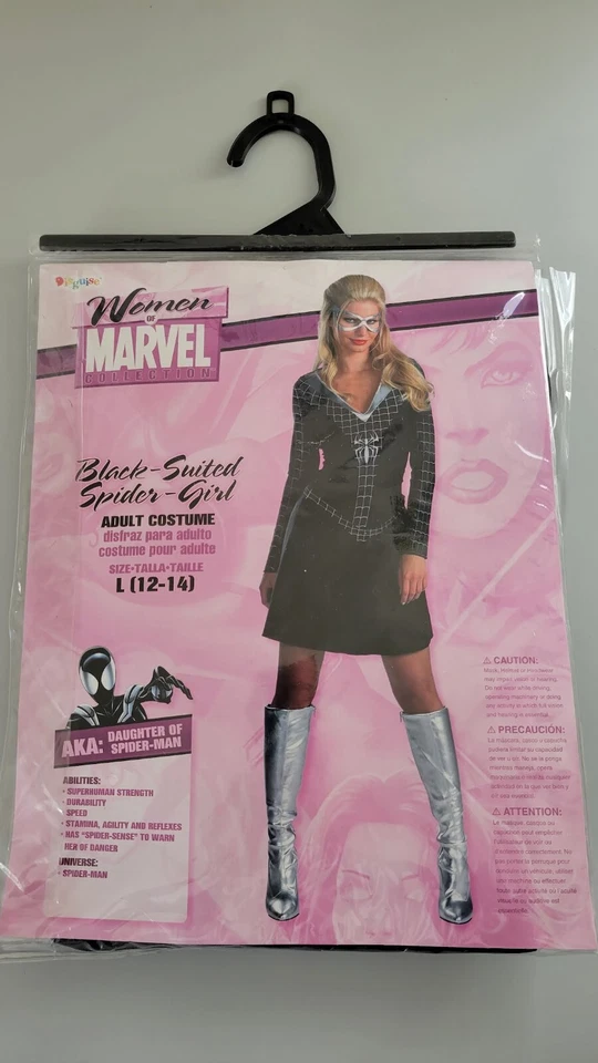 Marvel Negro Adulto Disfraz Spider-Girl Hija de Spider-Man Talla Grande L 12-14 Foto 2 de 4