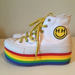converse rainbow platform shoes