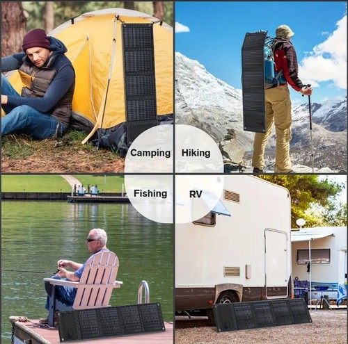 ETFE 50W Portable Foldable Solar Panels Charger Power Station Outdoor Camping RV - 第 3/7 張圖片