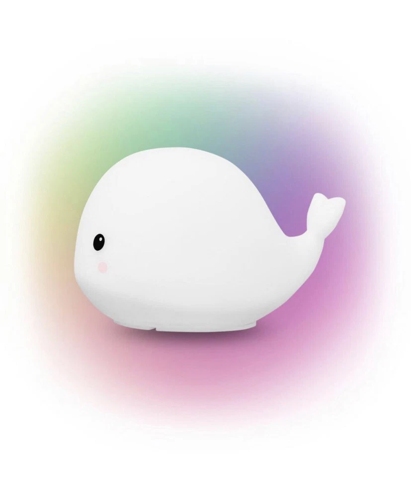 Wally Whale Blanco Multicolor Cambiante LED Recargable Silicona Luz Nocturna Nuevo Foto 3 de 4