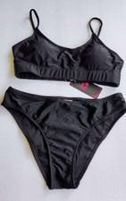 SHEKINI Padded Bikini Top Swimsuit Black Medium 2 piece