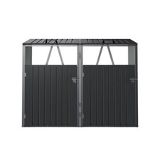 Garden Double Wheelie Bin Hideaway Shed Waste Dustbin Storage with Lockable Door