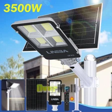 NEW Outdoor LED Solar Flood Light Street Flood Light Dusk to Dawn Wall Lamp+Pole