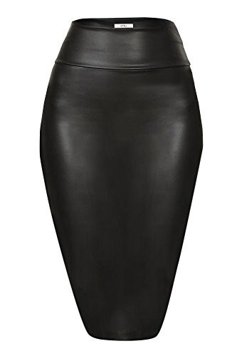 SIMLU FAUX-LEATHER STRETCH BLACK PULL-ON HIGH WAIST SLIM FITTED PENCIL SKIRT 2XL - 第 1/3 張圖片