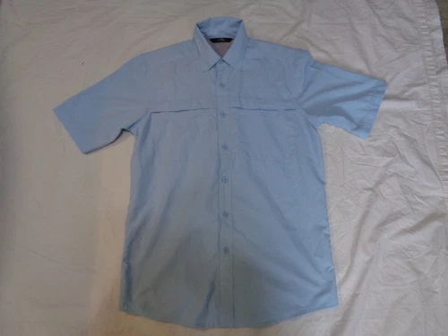 Wrangler Shirt Mens Small Light Blue Comfort Flex Button Up RN 130273