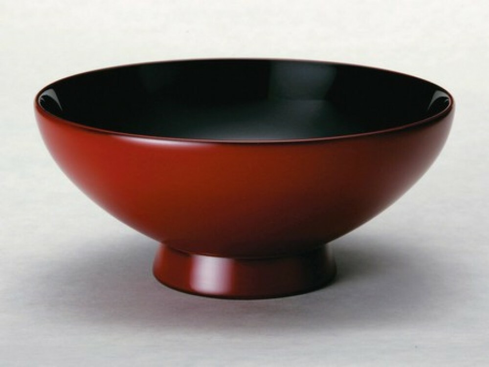 Gohan Chawan Japonés Arroz Cuenco Echizen Laqueado Ware Kodai Rojo Dentro Negro
