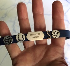 Saugerties NY Sawyers Baseball Blue Rubber Band Slide Charm Bracelet 7” Wrist