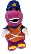 Barney The Purple Dinosaur With Police Hat 12" Stuffed Plush, Freshly Washed