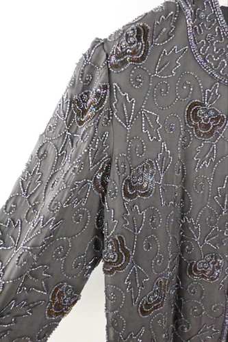 Vintage Jaki K Sydney 100% silk beaded evening jacket in elderflower size UK14 - Picture 7 of 13
