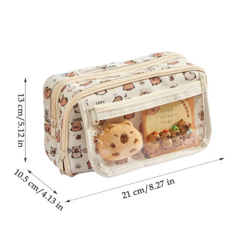 Capybara Pencil Case Portable Cute Stationery Pen Case Zippered Office Supplies - Picture 4 of 12