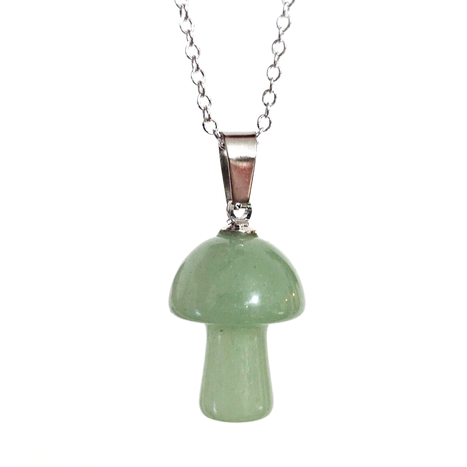 Mushroom Pendant Nephrite Jade 925 Chain Necklace Gemstone Spiritual Jewellery