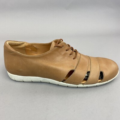 TAPE hellbraune Leder Schnürschuhe Cut Out flach Freizeit Sommer Boho Schuhe EU42 UK8 - 8,5