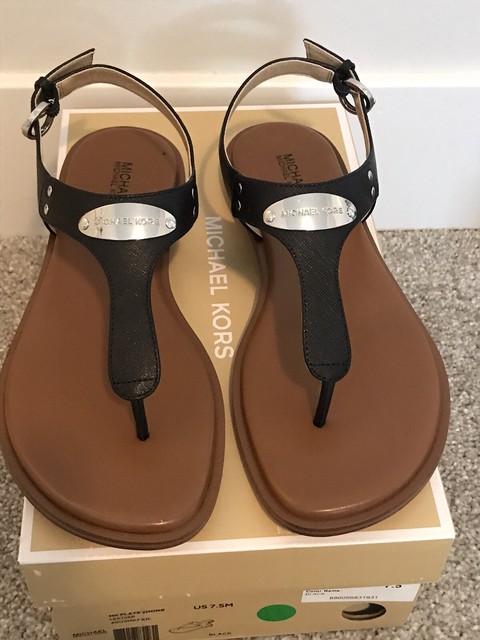 Michael Kors MK Plate Thong Black Womens Shoes Size 7.5 M Sandals for sale online | eBay