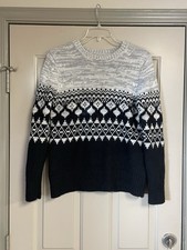 Suéter Banana Republic Para Hombre Talla Mediana Negro y Gris Hilo Italiano Cuello Redondo