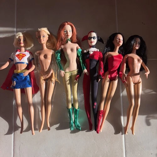 Lot Of 6 DC/Marvel Comic Barbie Mattel Vintage 2000’s Dolls-See Photos