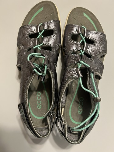 Ecco Women's Corksphere Flip Flops Sandals, Size 7 US (38 EU), Silver Leather
