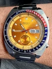 1970 Seiko 6139-6001 Pepsi Pogue Orange Dial Chronograph Day Date ORIGINAL WORKS
