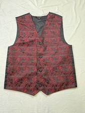 George Suit Vest Boys 12 Black Red Paisley Button