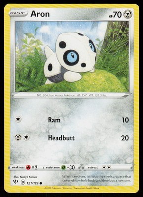 Aron 121/189 Common Darkness Ablaze Pokemon Near Mint