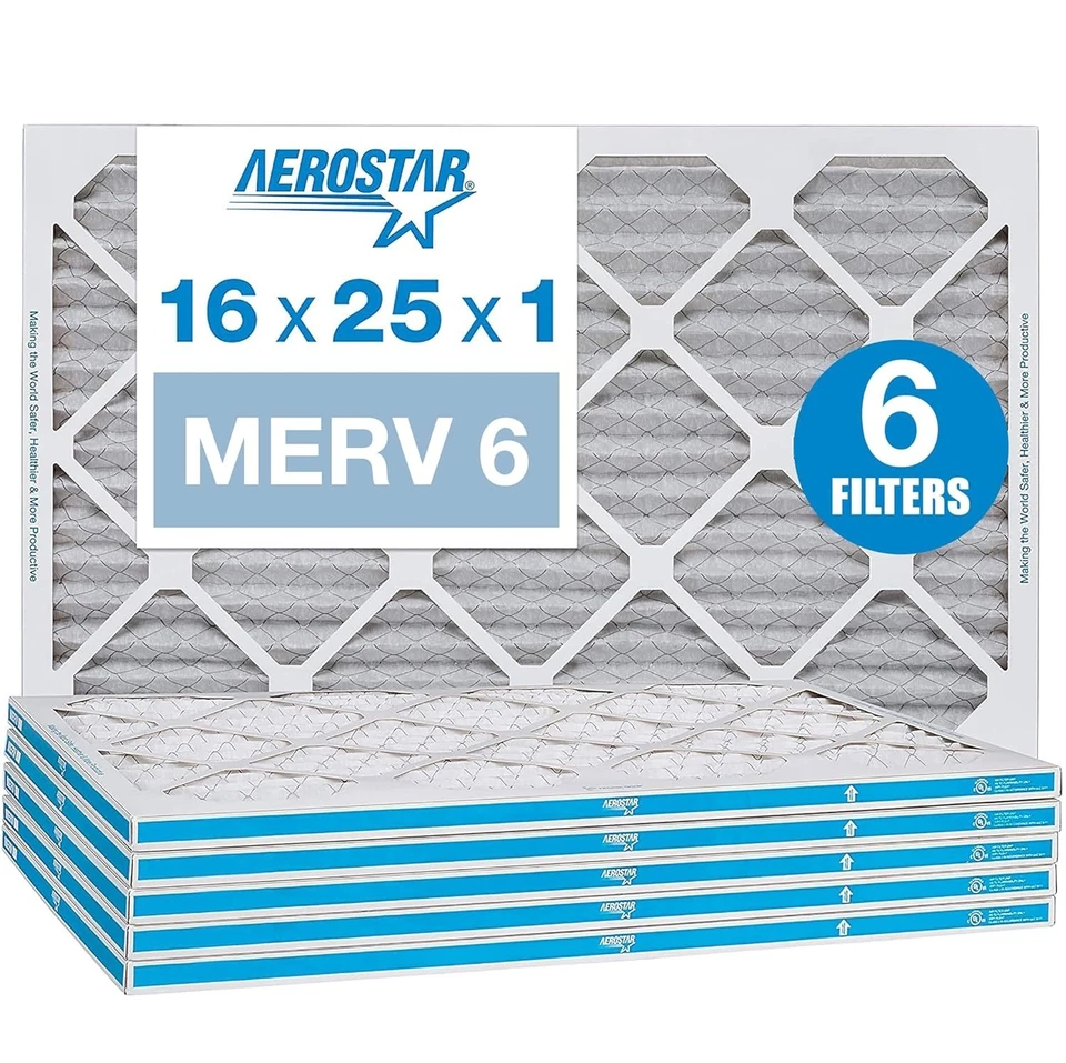 16x25x1 Pleated Air Filter 6-Pack - Optimal HVAC Efficiency and Allergy Relief - Image 3 of 4