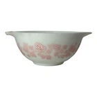 Vintage PYREX 442 Pink On White Gooseberry Cinderella Mixing Bowl 1 1/2 1.5 QT