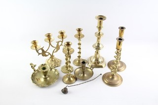 Vintage Brass Candlestick Holders Singles Of Various Styles & Size 4130g