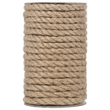 Vivifying Jute Rope, 50 Feet 8mm Natural Heavy Duty Twine for Crafts, Cat Scr...