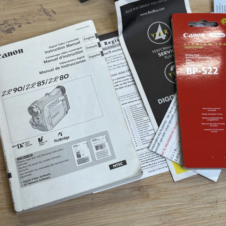 Canon ZR80 Mini Digital Video Camcorder Camera 360X Digital Zoom Night Mode Box - Image 4 of 4