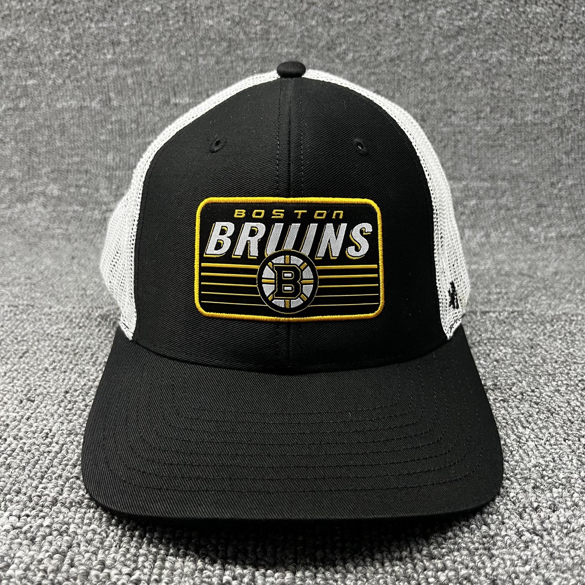 Boston Bruins '47 Brand MVP Trucker Hat Snapback Black White Mesh NHL Cap