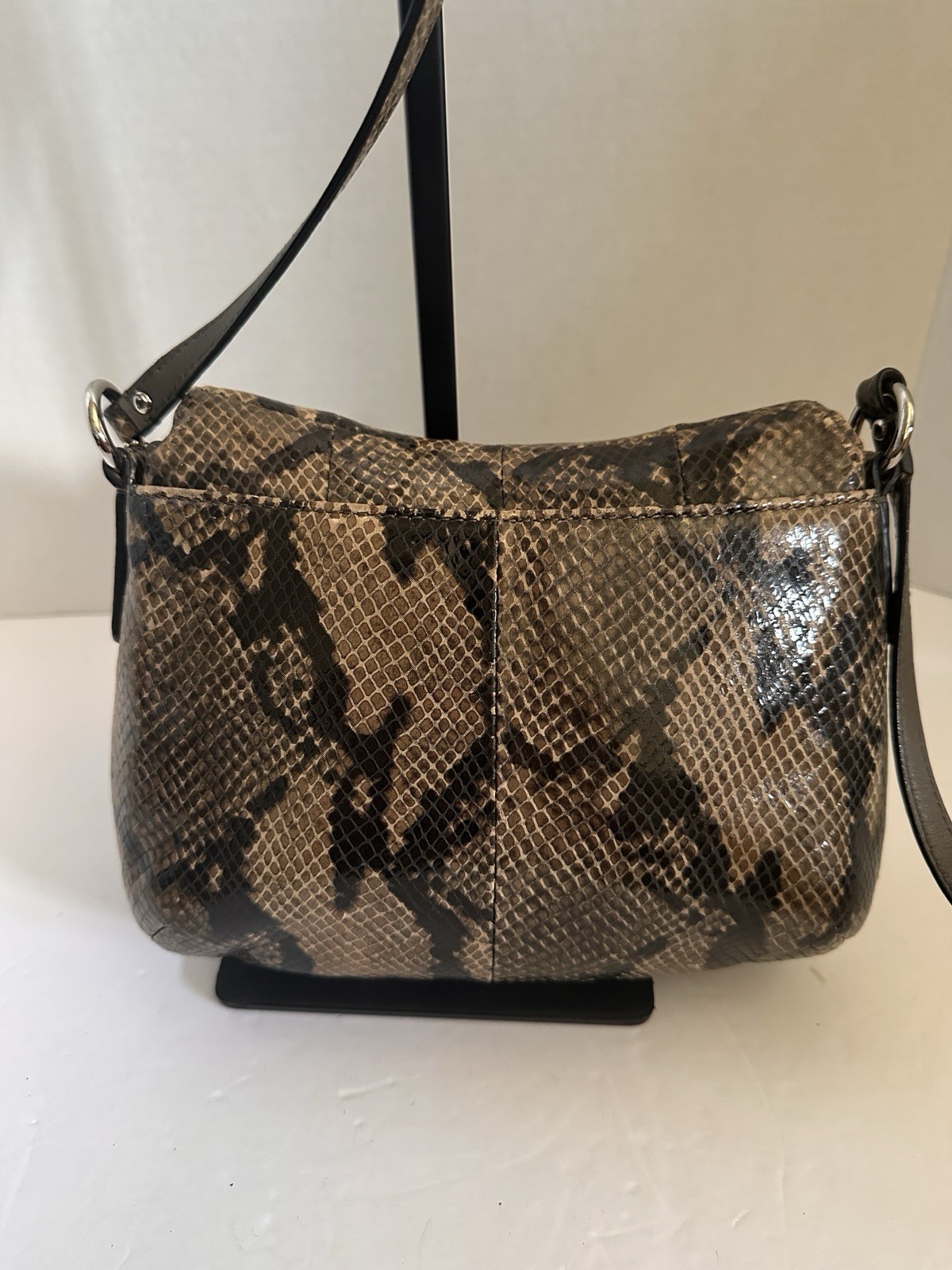 Coach Leather Snake Python Pattern Black Tan Cros… - image 5