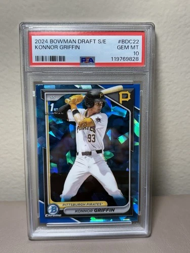 PSA 10 KONNOR GRIFFIN 1st 2024 Bowman Chrome SAPPHIRE ICE REFRACTOR RC GEM MINT