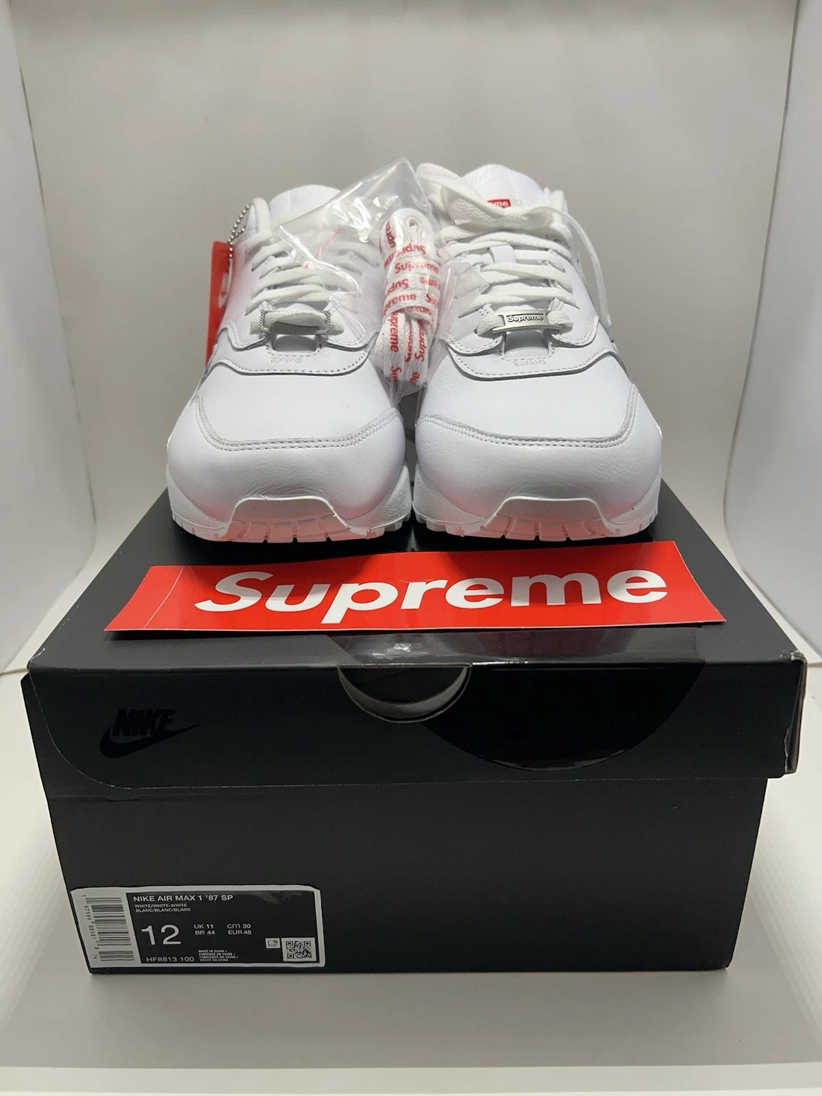 Taille 12   Nike Supreme x Air Max 1 '87 SP Triple Blanc