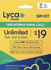 Lyca Mobile USA 5G/4G Prepaid SIM Card Kit Unlimited Data, Talk, Text to 100
