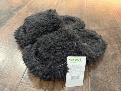 Crocs Classic Shaggy Fur Slide Sandals Women US Shoes Size M5/W7 Black