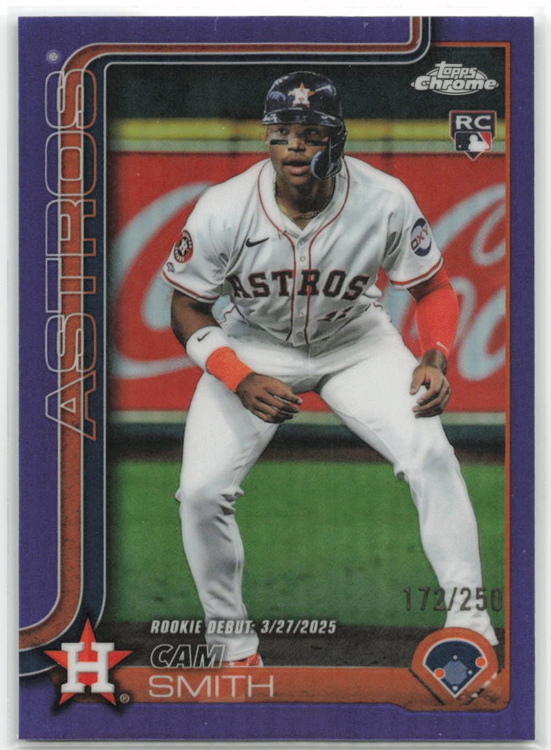 2025 Topps Chrome Update Series Purple Refractor Cam Smith #USC19 Astros RC /250