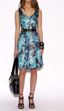 Tory Burch Metallic Floral Paisley Jacquard Dress Size 4