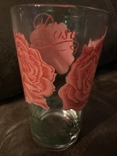 Vintage Boscul Peanut Butter Jar Drinking Glasses Tumblers with Roses Flowers
