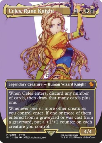 Celes, Rune Knight (Borderless) -Foil Light Play MTG Commander: FINAL FANTASY