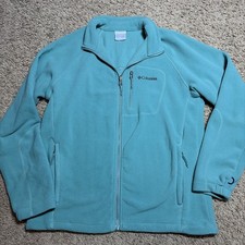 Mens L Columbia Fast Trek II Interchange Full Zip Teal Fleece Jacket