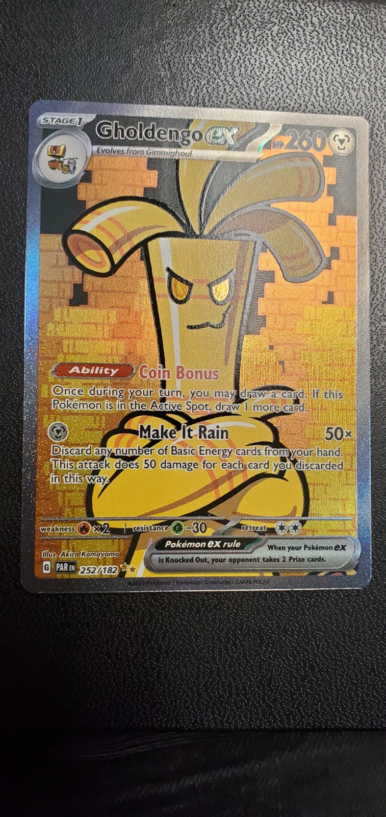 Gholdengo EX 252/182 Sv04: Paradox Rift Holofoil Card Near Mint Condition